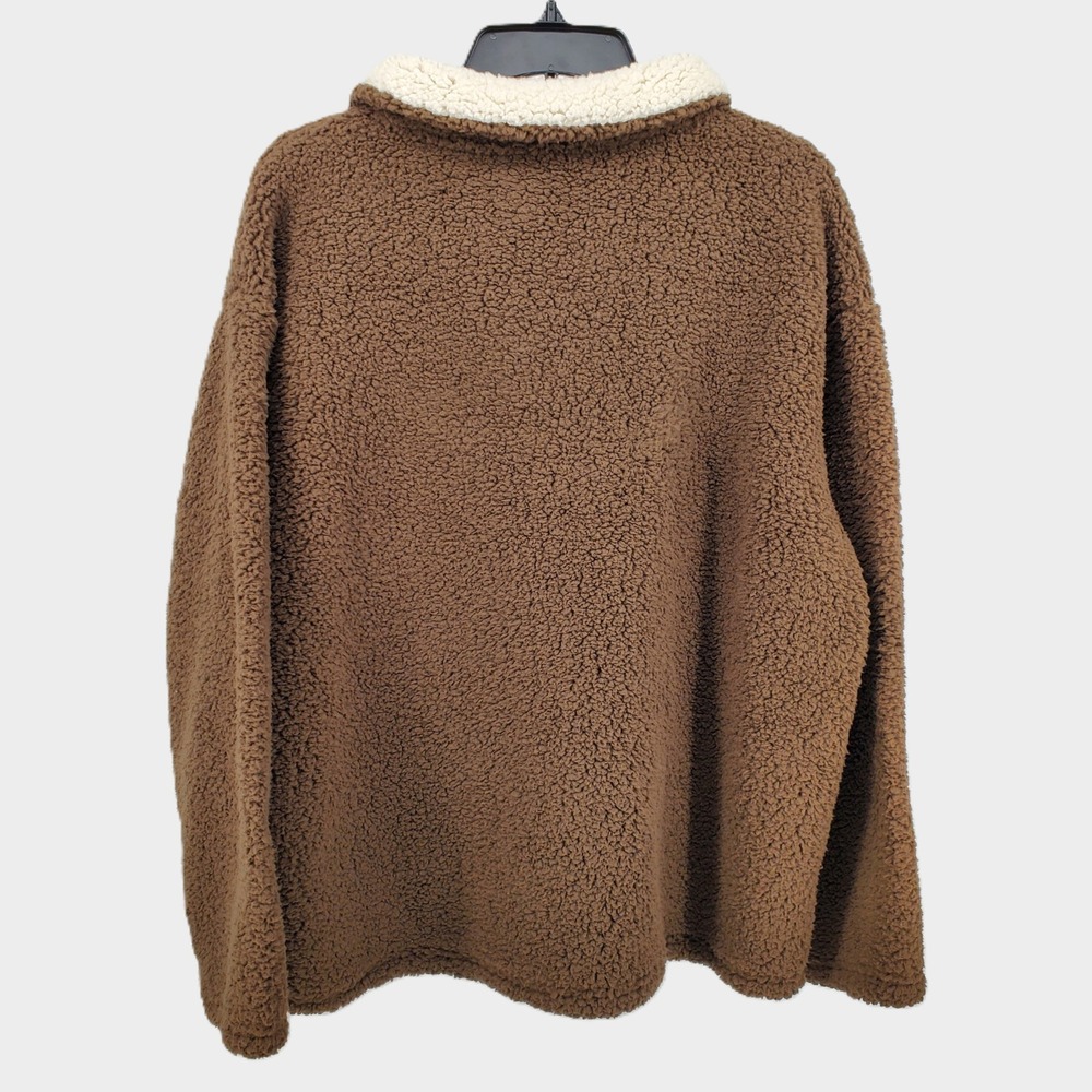 Disney Womens XL Chip & Dale Sherpa Fleece Quarter Zip Brown‎ Pullover LUSJ088 - Picture 2 of 10
